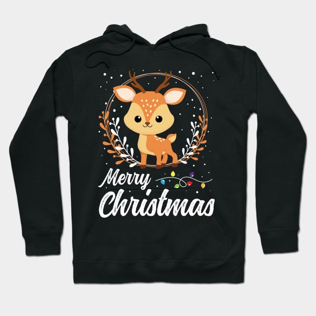 Merry Christmas Cute Deer Gift Hoodie by TeesbyJohn